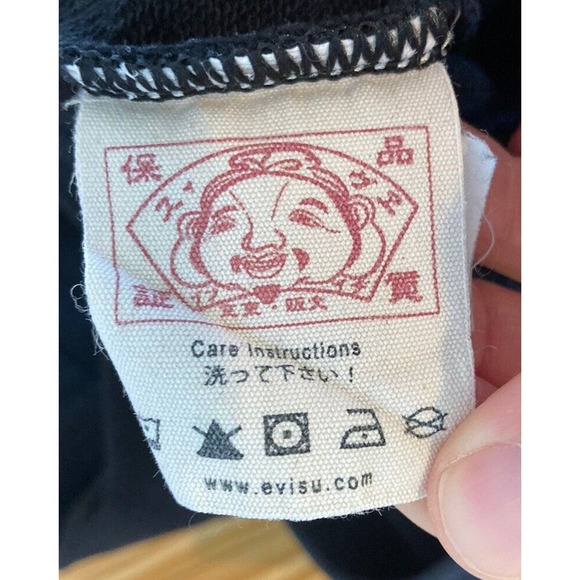 Evisu Graphic Sweat Shorts Size Small Men’s Black - Picture 4 of 12